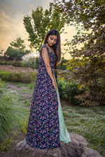 Navy Blue Resham Embroidery Fusion Indian Wedding Wear By Sushma Patel
