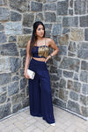 Royal Blue Crop Top and Sharara - Designer Fusion Indian Outfits in USA - Sushma Patel