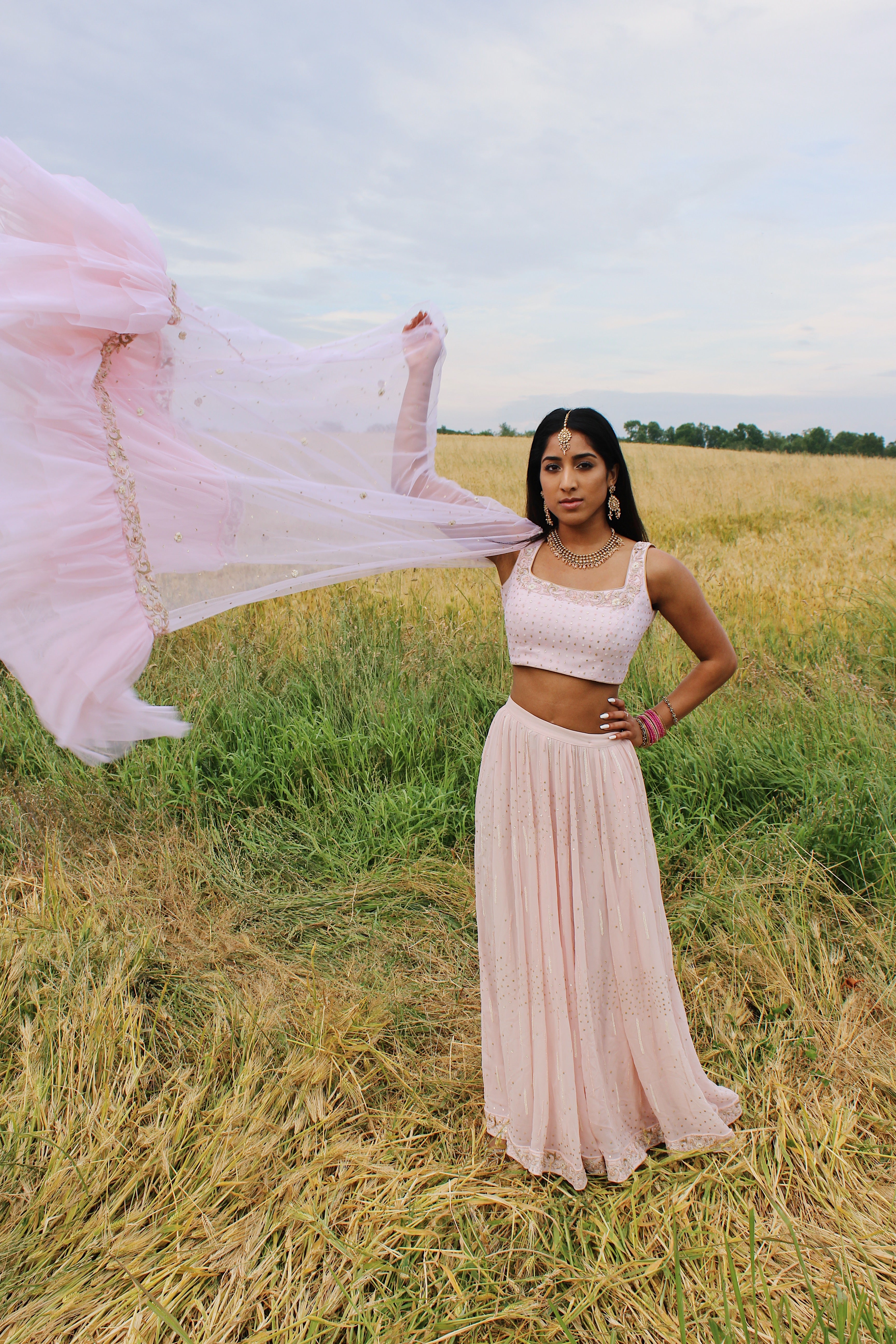 Latest Indian Wedding Lehenga Collection in USA - Blush Rose Pink Lehenga Choli Customized Indian Outfit by Designer Sushma Patel