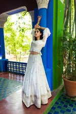 Elegant Ivory White Designer Lucknowi Lehenga Choli With Hand Embroidered Chikankari Floral Paisley Motif - Sushma Patel