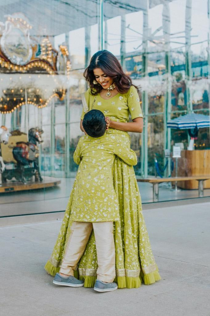 Lime Green Lehenga Choli - Shop Customized Indian Bridesmaid Outfit in USA -  Indian Wedding Clothes Designer Sushma Patel Boutique in Atlanta