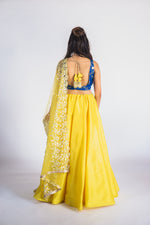 Sunny Yellow Lehenga with Royal Blue Choli - Shop Indian Wedding Clothes Online at sushmapatel.us