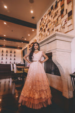 Ready to Wear Peach Sequins Lace Lehenga And Sparkle Dupatta With Scallops Perfect for Indian Engagement Party - Sushma Patel