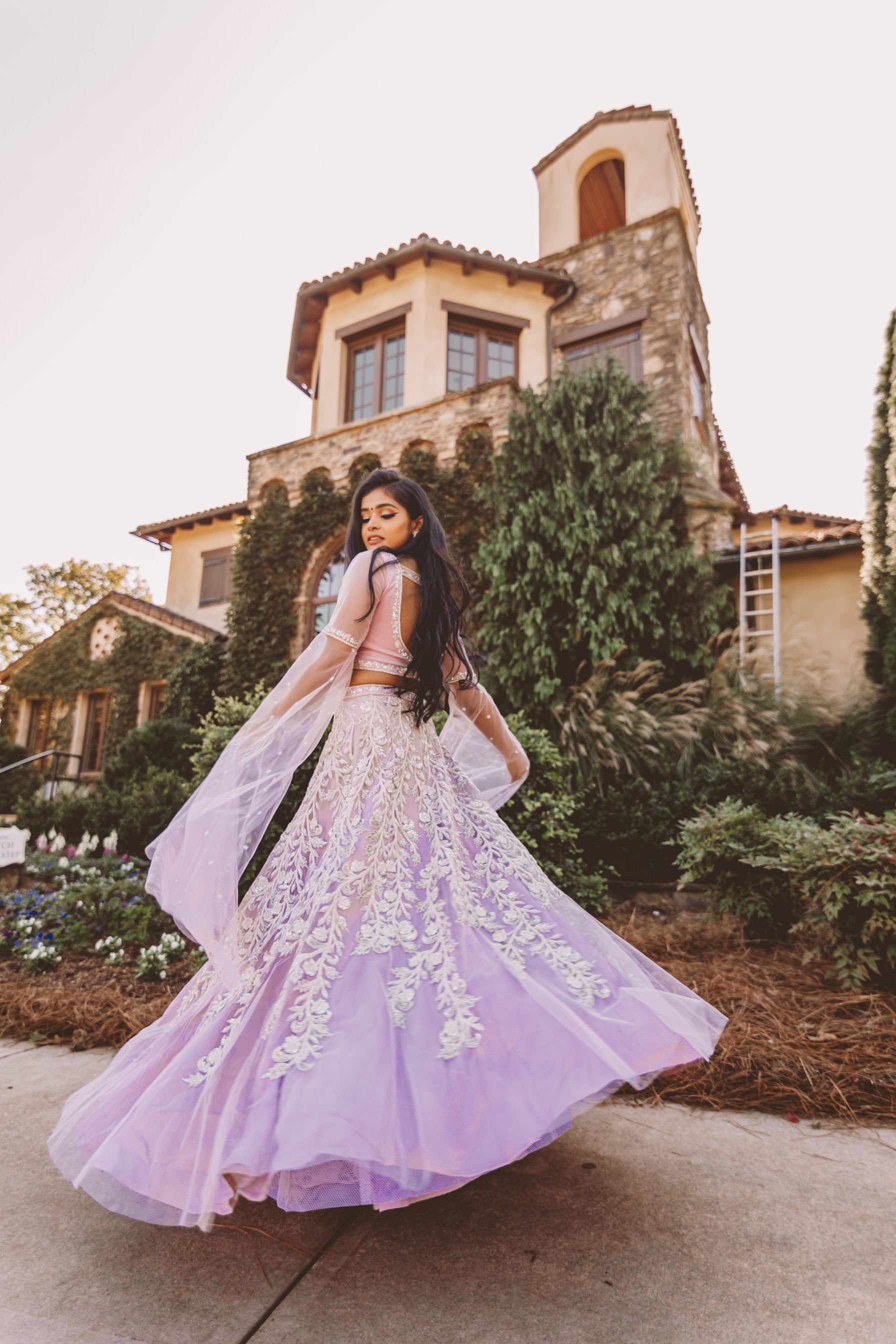 Bridesmaids Lavender Net Lehenga Set For Summer Wedding Online - Sushma Patel