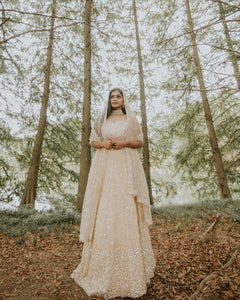 Sushma Patel - Ivory White Net Lehenga Set with Sequins Embroidery
