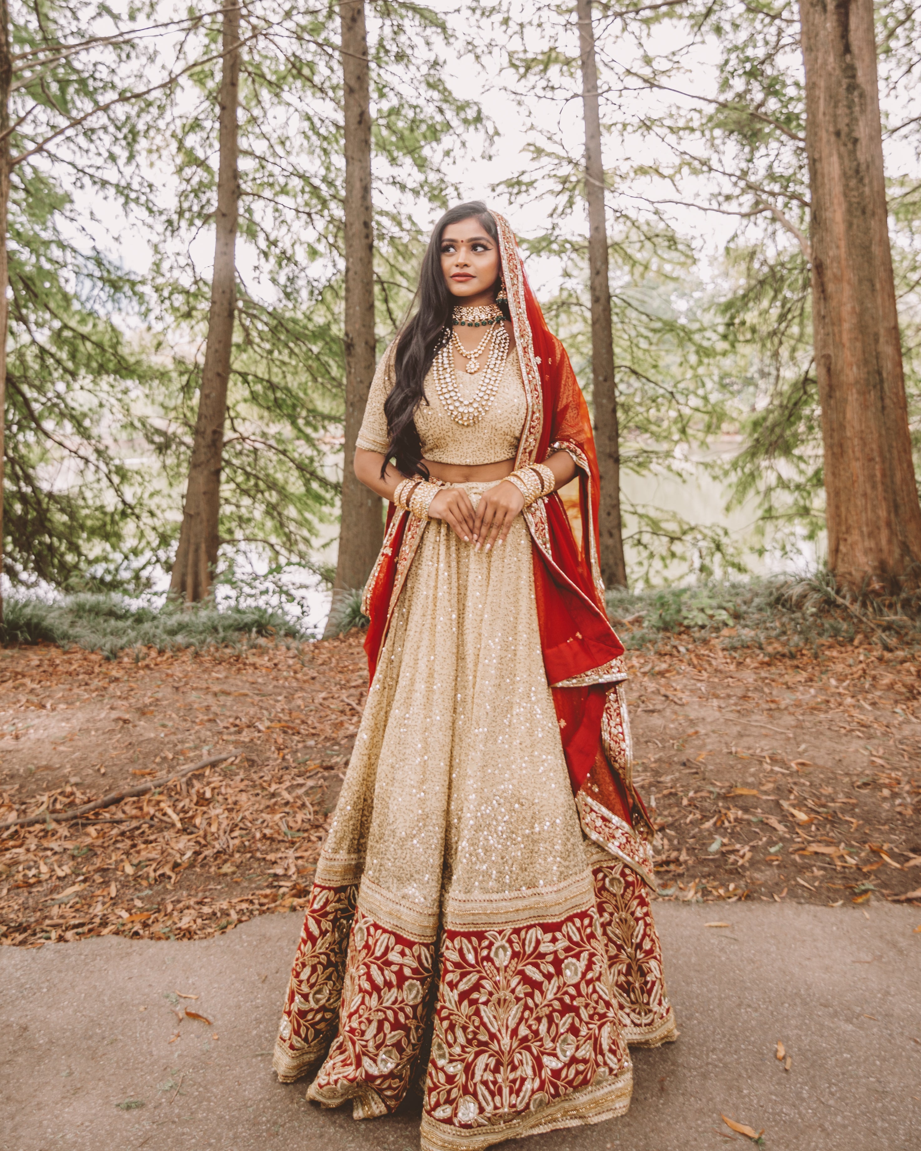 plain red lehenga with a heavy broad border and gold accents with an all  over embroidered crop top | Photo by Dream Diaries | Curated by Witty Vows  - Witty Vows