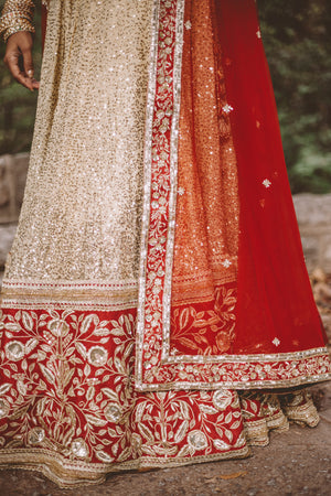 Intricate Zardosi Hand Embroidered Border Customized Bridal Lehenga - Top Indian Designer Sushma Patel