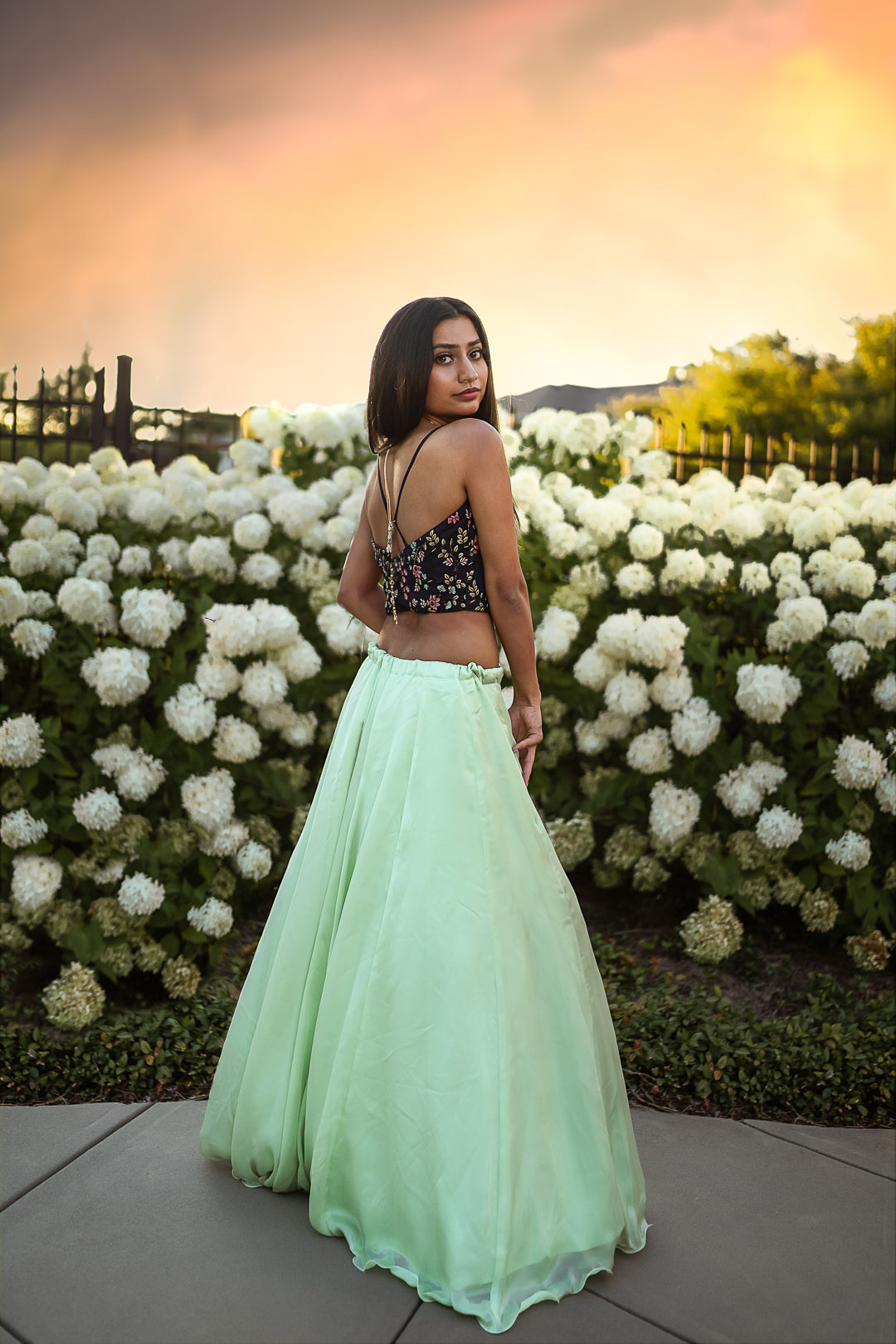 Top Designer Indo - Western Crop Top Skirt - Online Indian Clothing Store USA - Sushma Patel