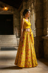 Golden Yellow Traditional Banarasi Resham Work Lehenga Choli - Sushma Patel Top Indian Couture Designer in USA