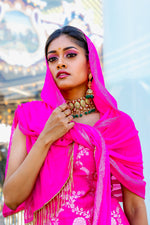 Customized Bridal Indo Western Outfit - Rose Pink Palazzo Pant - Shop online at sushmapatel.us
