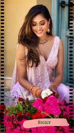 Classy Rose Pink Bridal Mehendi Outfit For Summer Wedding -Best Indian Couture Designer Sushma Patel 
